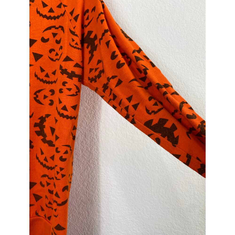 Halloween Pumpkin Jack-o-lantern lightweight Orange Sweatshirt Size Large Girls - Picture 9 of 9